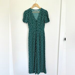 REFORMATION france jumpsuit in green floral / size 0